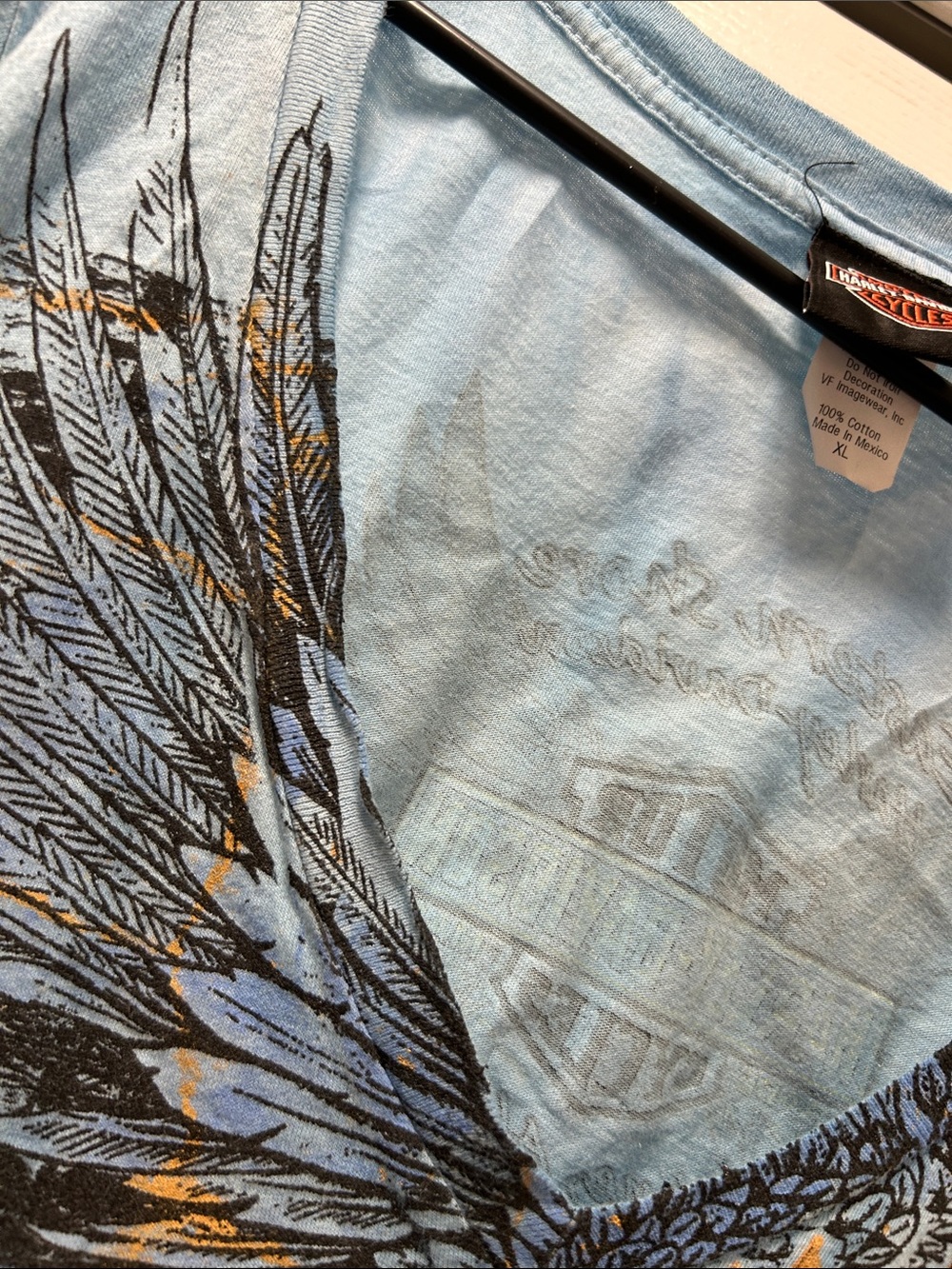Harley‑Davidson Light Blue V‑Neck Eagle Graphic Tee - Picture 6 of 12
